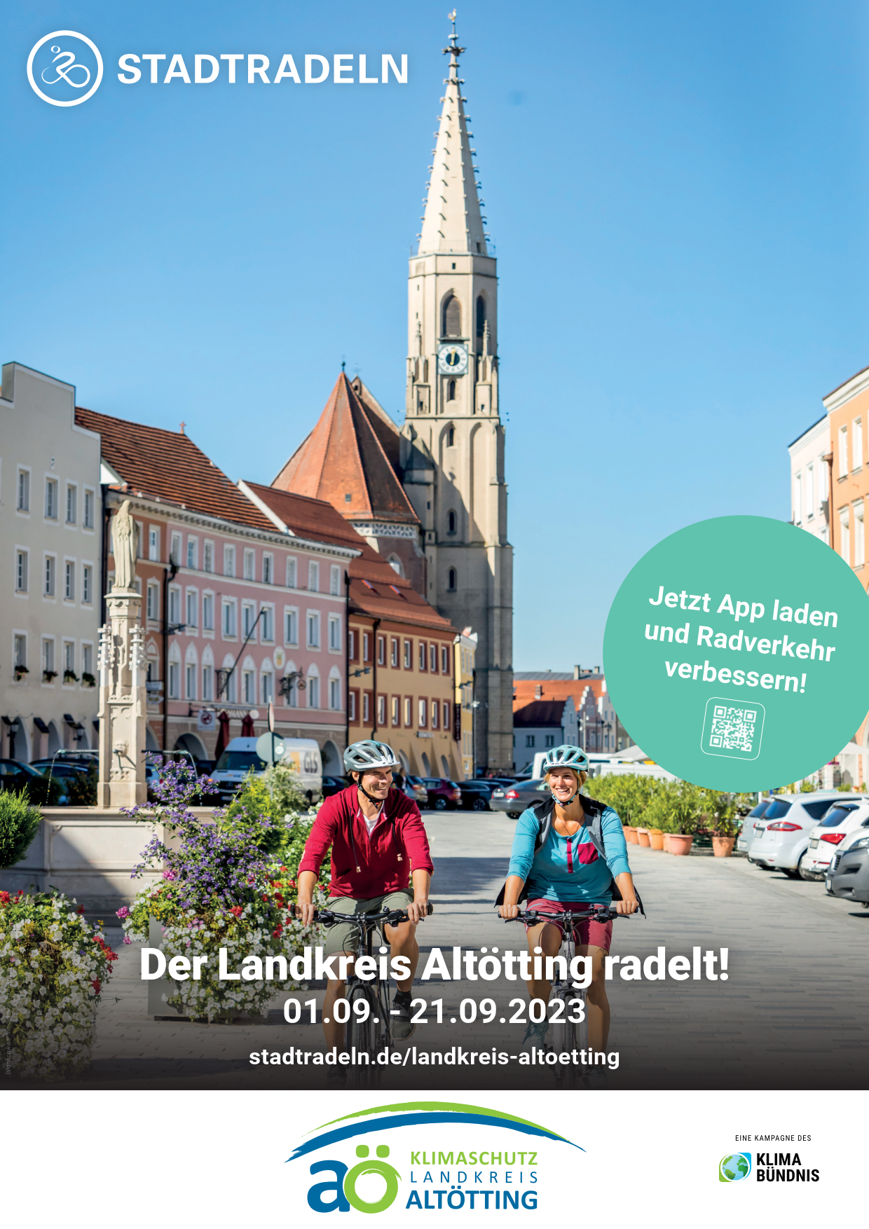 Plakat des Landkreises Altötting zum Thema Stadtradeln 2022