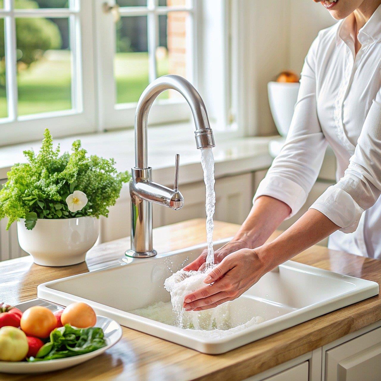 Waschbecken in dem gewaschen wird